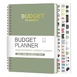 Budget Planner - Monthly Budget Book with Expense Tracker Notebook, A5(6.1" x 8.5") Financial Planner & Account Book to Take Control of Your Money, Bill Organizer With Pockets and Stickers - Green