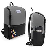Slim Laptop Backpack for Men with 17 inch Laptop Compartment - Business Work Backpack for Men with Luggage Strap and Trolley Sleeve - Airflow Back, Fully Padded (Grey)