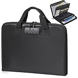 Accordion File Organizer with Combination Lock,Fireproof Expanding File Folder with Multi Pockets,13 Pockets Document Organizer with Handle & Labels,Portable Home Travel Safe Storage Letter A4 Files