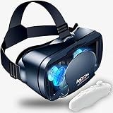 VR Headset with Controller Adjustable 3D VR Glasses Virtual Reality Headset HD Blu-ray Eye Protected Support 5~7 Inch for Phone/Android