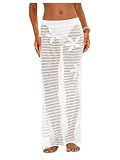 MakeMeChic Women's Crochet Beach Cover Up Long Skirt Swimwear Side Split