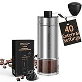 CIRCLE JOY Manual Coffee Grinder with 40 External Adjustable Settings and Ceramic Conical Burr, Portable Stainless Steel Hand Coffee Grinder for Camping, Travel and Espresso