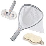 Sepetrel 3-Piece Spa & Hot Tub Cleaning Kit, Professional Maintenance Accessories Set with Fine Mesh Skimmer Net, Round Corner Brush, and Scum Scrubber Pad