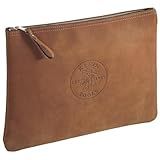 Klein Tools 5136 Zipper Bag, Contractor's Leather Portfolio with Heavy Duty Zipper Close