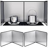 Splatter Guard for Stove 2 Pack 2-Sided Foldable Stainless Steel Oil Splash Board Anti Grease Nonstick Splatter Guard for Frying Stove Heat Insulation Board for Cooking