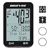 Bikevee GPS Bike Computer Wireless with Auto Start/Stop & Auto Backlight, IPX7 Waterproof Bicycle Odometer MPH KM/H, 2.4" LCD Cycling Speedometer & Tracker - Black