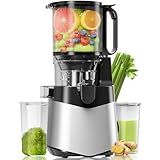 Cold Press Juicer, 5.8" Wide Feed Chute, 400W Slow Masticating Juicer Extractor Supports High Juice Yield, Whole Vegetables & Fruits, Silver Gray