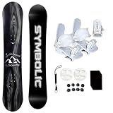 Symbolic Knotty Kid Youth Snowboard & Bindings & Leash & Stomp Pad Package (Bindings White XS (fits 1-6 Kids), 120cm Snowboard Knotty)