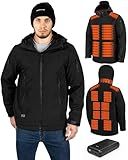 QOPOYU Heated Jacket for Men with Βαtterγ Pack, Winter Soft Shell Windproof Mens Heated Jacket Coat with 17 Heat Zones
