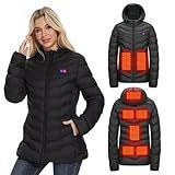 OAOA innovation Womens Heated Jacket with 10000mAh Battery Pack, Dual Control Button Heated Coat(M)