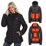 OAOA innovation Womens Heated Jacket with 10000mAh Battery Pack, Dual Control Button Heated Coat（S）