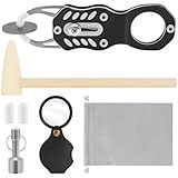 Pocket Coin Ping pinger Tester Kit, Portable Gold and Silver Changes Resonance Testing Tool with Hammer and Magnifying Glass for Collectors