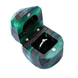 RWA Fancy Ring Box - Green Engagement Ring Boxes - Unique Wooden Resin Ring Bearer Box for Proposal, Wedding Anniversary - Gift Ring Box Display Case for Women, Men - METEORITE, green