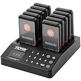 VEVOR Restaurant Pager System,Touch Screen Keyboad Wireless Long Range Lineup Waiting Queue Signal, Guest Customer Calling Beepers with Vibration & Flashing, 10 Buzzers