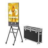 QIXZOCV MWE 43 Inch Mobile Digital Signage Display Kiosk with Flight Case, Portable Digital Poster with Screen Mirroring App Publishing, Advertising Display Kiosk, Android OS
