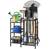 keomaisyto Garden Tool Organizer for Garage Organization, 3 Tier Yard Tool Storage Rack with 35 Long-Handled Tool Slots, Heavy Duty Garden Tool Holder with Large Hooks for Shed, Yard, Garage