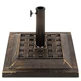Best Choice Products 26lb Outdoor Patio Umbrella Stand Heavy-Duty Steel Square Umbrella Base w/Bronze Finish, Decorative Basket Weave Pattern