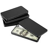 Hipiwe Metal Rectangular Cash Box with Lid - 4 Packs Currency Tray Money Holder Black Metal Empty Box Container Small Dollar Bill Storage Tin Box for Cash Coin Jewelry Stamps Organizer