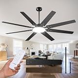 72 inch Ceiling Fans with Lights,Large Ceiling Fan with Light and Remote Control, Dimmable, 3CCT, Quiet, Black Modern Ceiling fan For Living Room, Bedroom, Kitchen, Patio, Farmhouse, Indoor/Outdoor