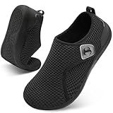 Women's Walking Shoes Wide Diabetic Orthopedic Shoes Hospital Pregnancy Recovery Nursing Shoe Comfortable Elderly Bunion Black Mesh Slip on Shoes for Women Size 10
