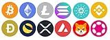 12 Pack Top Crypto Stickers | Bitcoin Ethereum XRP Cardano Doge Luna Avalanche Shib Solona Logo (1 Inch, Color (12 Pack))