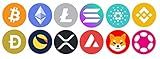 12 Pack Top Crypto Stickers | Bitcoin Ethereum XRP Cardano Doge Luna Avalanche Shib Solona Logo (1 Inch, Color (12 Pack))