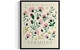 Vermont Flower Market Art Print Poster State Wall Art, Botanical Floral Artwork Decor for Bedroom, Kitchen, Bathroom, Livingroom Decoration 61 (Vermont, 8 x 10 inches, Unframed)
