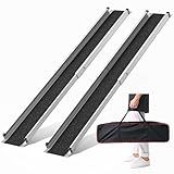 KOLOTOOL Adjustable Wheelchair Ramp 5FT Telescoping Portable Ramps for Steps Aluminum Lightweight Ramp with Storage Bag Non-Skid Ramps for Wheelchair for Home 60" L x 7.4" W 600lbs Capacity (2 Pack)