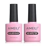 AIMEILI 5 in 1 Builder Base Hema Free Clear Builder Nail Gel for Nails Extension and No Wipe Top Set Soak Off U V LED Cruelty Free Vegan Gel Nail Lacquer