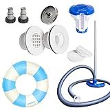 Stock Tank Pool DIY Kit | Includes Connector Fittings, Vacuum, Hole Saw, Chlorine Dispenser, Thermometer, Inflatable Pool Ring | Bring Your Own Filter Pump | Threaded Inlet and Outlet Strainer