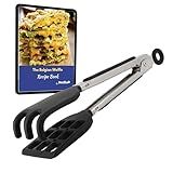 Mini Waffle Tongs by StarBlue – 8 Inches Silicone and Nylon Serving Tongs with Non-Slip Smooth Handles, Non-Scratch and Dishwasher Safe, Multipurpose Spatula Tongs for Belgian Waffle Serving