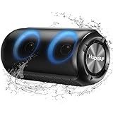 Hupoaf Bluetooth Speaker with 6D Loud Sound, 2025 New Portable Wireless Speaker, IPX7 Waterproof, RGB Lights, BT5.3, 12H Playtime, for Home/Party/Outdoor/Beach, Stocking Stuffers, White Elephant Gifts