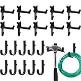 Qiyaz 20 Pcs Storage Shed Tool Hooks Black Tool Hanger Compatible with Suncast Shed Accessories for Hanging Storage Shelves Organizer Accessories Parts Replacement Screws Brackets Ladders(J/v)