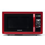 Farberware 1.1 Cu. Ft. Countertop Microwave Oven – 1000 Watts Power, Auto Cook Settings, Defrost, Easy Clean and Child Safety Lock - Metallic Red