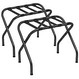SONGMICS Luggage Rack for Guest Room, Set of 2 Suitcase Stands, Foldable Steel Frame, for Hotel, Bedroom, Holds up to 110 lb, 27.2 x 15 x 20.5 Inches, Black URLR001B02