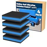 Pearwow 4 Pack Rubber Anti Vibration Pads 4" X 4" X 7/8", Heavy Duty EVA Vibration Isolation Pads for Compressos, Conditioner, Treadmill, Washing Machine, Dryer, Rubber Isolation Pads
