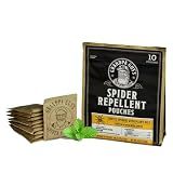Grandpa Gus's Natural Spider Repellent Pouches, Peppermint and Lemongrass Oil Indoor Spider Deterrent, Wolf Spider Repellent, Closet, Basement, Cabin, Shed, RV and Garage, 10 Pack