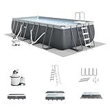 Intex 18' x 9' x 52" Ultra XTR Rectangular Frame Swimming Pool Set with Pump - Above Ground Backyard Large Rectangle Pool with 45-Inch Deep Water