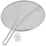 U.S. Kitchen Supply Stainless Steel Splatter Guard 13" Fine Mesh Cover, Grease & Oil, Splatter Screen for Frying Pan, Cooking Pots, with Resting Feet