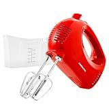 OVENTE 5-Speed Electric Hand Mixer with Storage Case,150W, Red HM151R