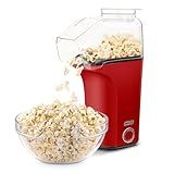 Dash Fresh Pop Popcorn Maker - Oil-Free, Air Popcorn Popper - With Measuring Cup & Recipe Guide - Perfect for Movie Nights - 16 Cups, Red