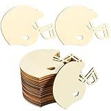 Yookeer 32 Piece Wood Football Crafts Unfinished Football Hockey Helmet Wood Cutout Helmets for Painting DIY Crafts Door Hanger Sports Themed Party Decoration