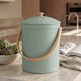 Beautiful Kitchen Compost Bin with Smell Proof Lid - Rust Proof and Odorless Compost Bucket for Your Countertop with No Smell Filters - Easy to Clean 1.1 Gallon Bin Looks Great On Any Kitchen Counter