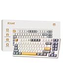 Kisnt Wireless Mechanical Keyboard,Gasket Mounted with Creamy Sound,Bluetooth/2.4GHz/USB-C,Custom Hot Swappable,RGB Backlit,75% Compact Layout for Gaming/Typing/Win/Mac/PC (Retro Beige,Linear Switch)