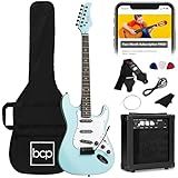 Best Choice Products 39in Full Size Beginner Electric Guitar Starter Kit w/Case, Strap, 11W Amp, Strings, Pick, Tremolo Bar - Powder Blue
