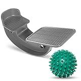 ProHeal Foot Rocker Calf Stretcher with Spiked Ball Massager - for Plantar Fasciitis, Achilles Tendonitis - Calf, Foot, Heel, and Ankle Stretcher - Lower Leg Pain Relief - Gray with Green Ball