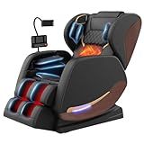 2025 Massage Chair, Massage Chairs Full Body and Recliner with 10 Fixed Points, Zero Gravity, Wood Grain Leather, Foot Massage, Airbags, Lumbar Heating, Bluetooth and Control Screen (Classic Black)