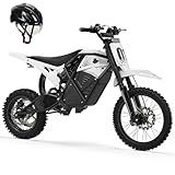 ESKUTE Electric Dirt Bike for Teens Adults, Mid-Drive Motor 3500W Peak, Electric Motorcycle 48V23Ah Battery, Hydraulic Brake，53Mile,38mph, Hydraulic Nitrogen Shock Absorbers, White with Helmet