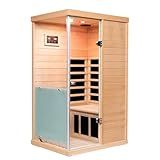 KUNSANA 1 Person Infrared Saunas, Infrared Sauna with Red Light Therapy, Personal Infrared Sauna Indoor, Low EMF Infrared Sauna for Home, Deluxe Glass Home Sauna, Smart Display, 2 Bluetooth Speakers
