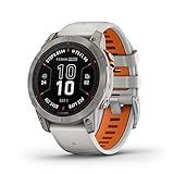 Garmin fēnix 7 Pro Sapphire Solar, Multisport GPS Smartwatch, Built-in Flashlight, Solar Charging Capability, Fog Gray/Ember Orange